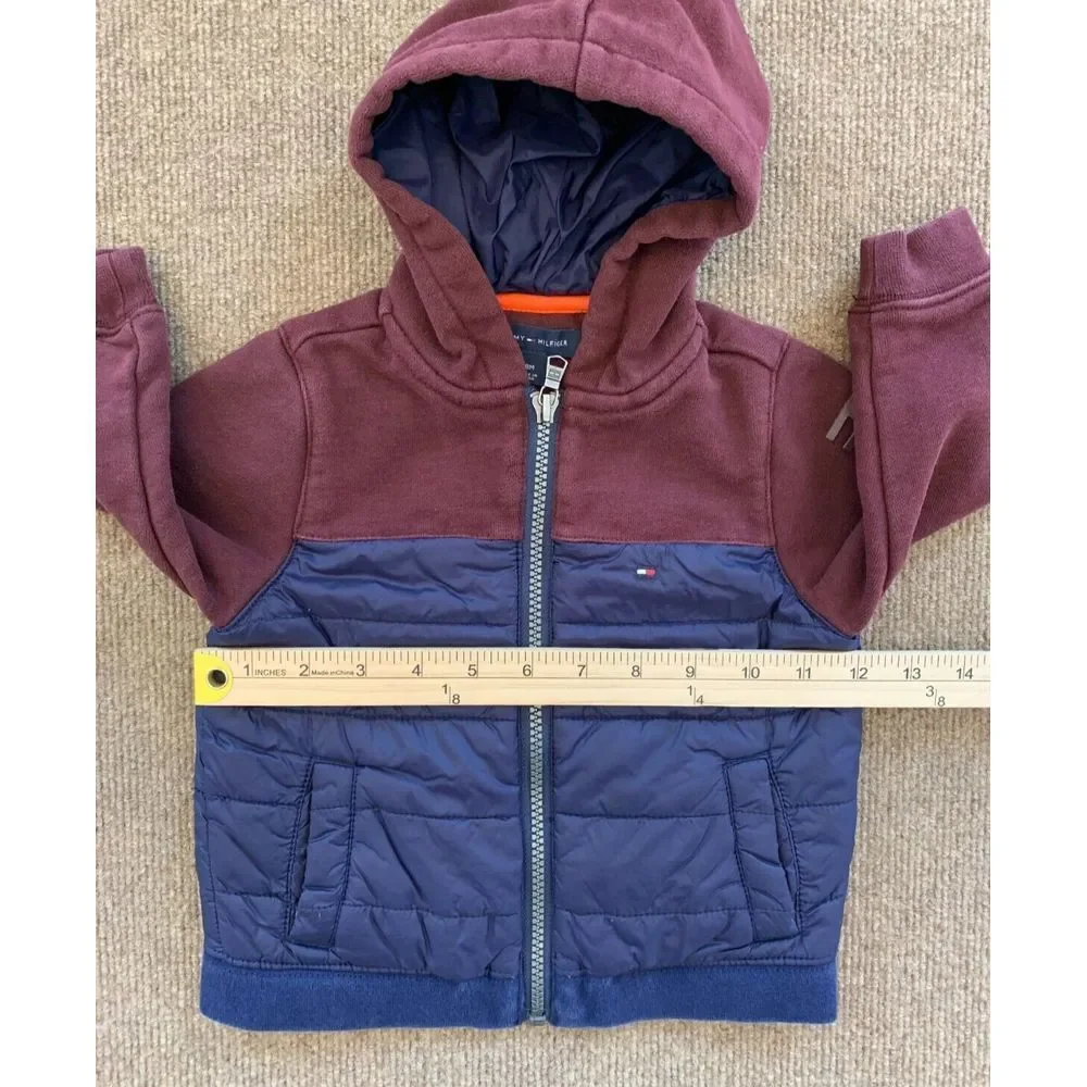 Tommy Hilfiger Jacket Toddler 18M Hooded Colorblock Nylon Spell Out Youth Fleece